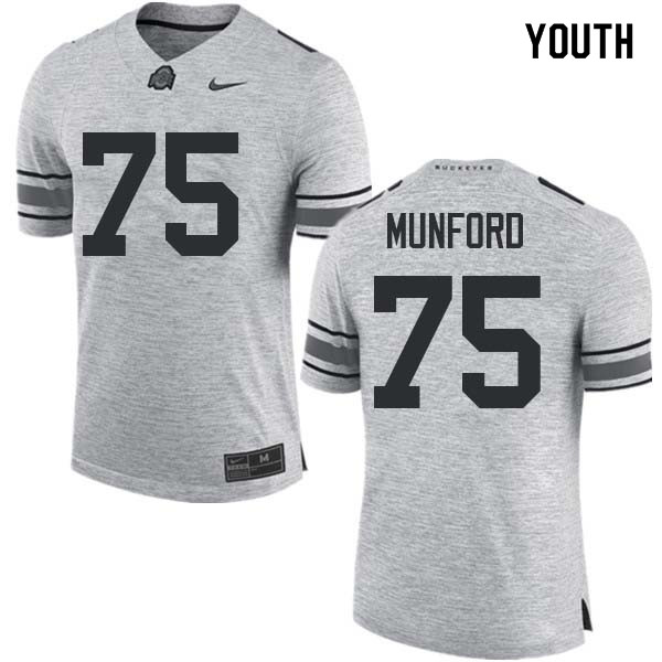 Ohio State Buckeyes Thayer Munford Youth #75 Gray Authentic Stitched College Football Jersey